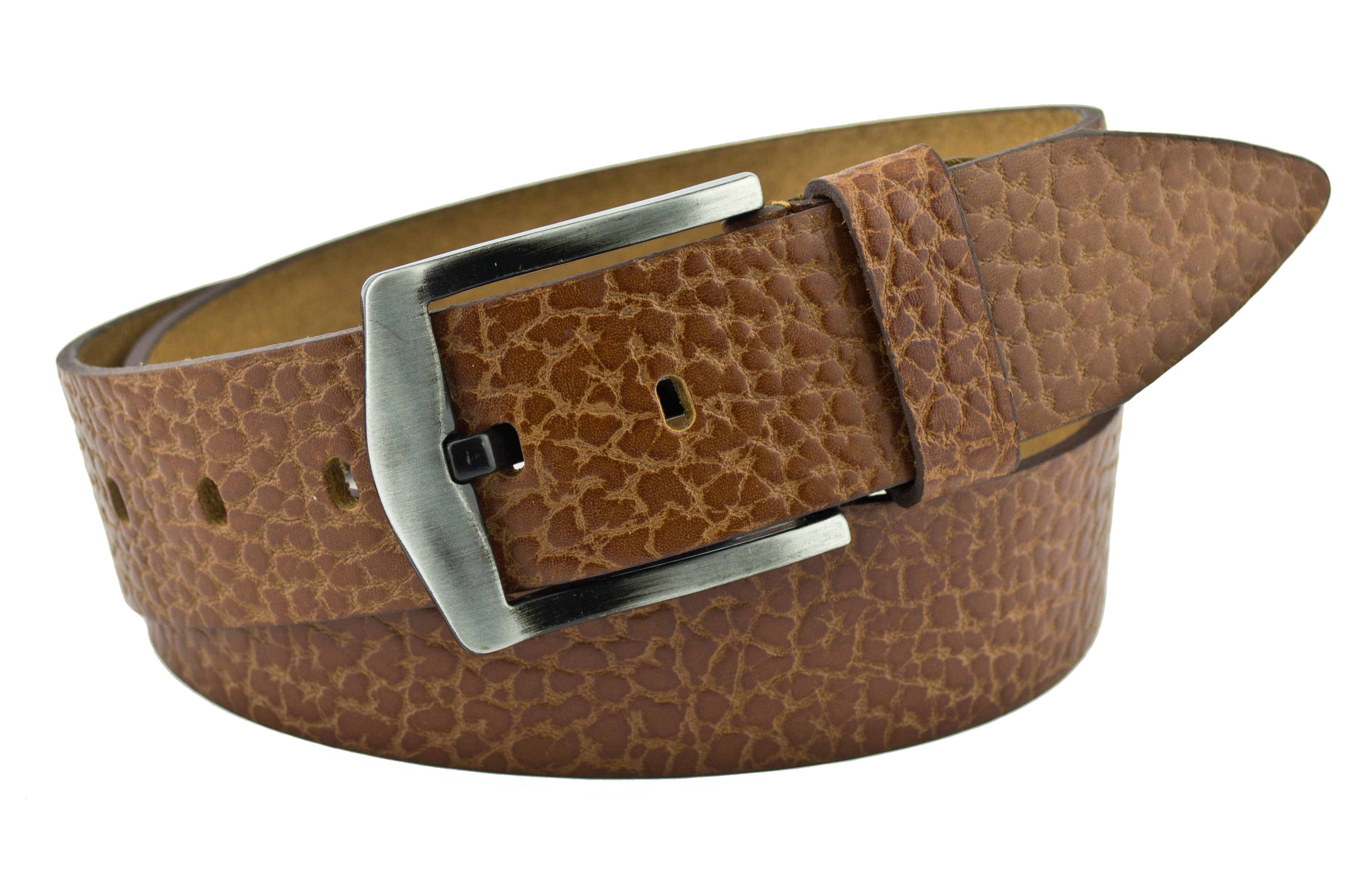 

Мужской кожаный ремень Real Leather 4,5 см для джинсов светло-коричневый 110-135 см