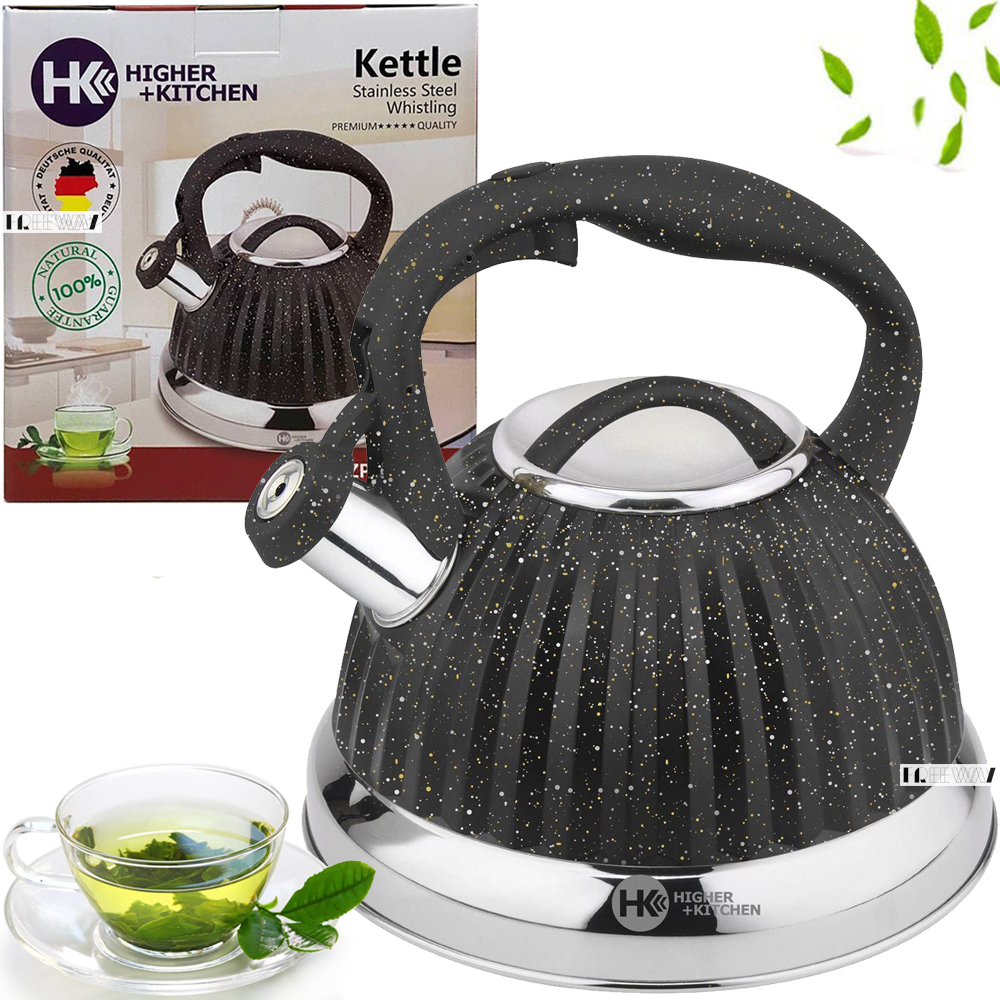 

Чайник со свистком для газовой плиты из нержавеющей стали 3.5л HIGHER KITCHEN Черный (ZP-039)