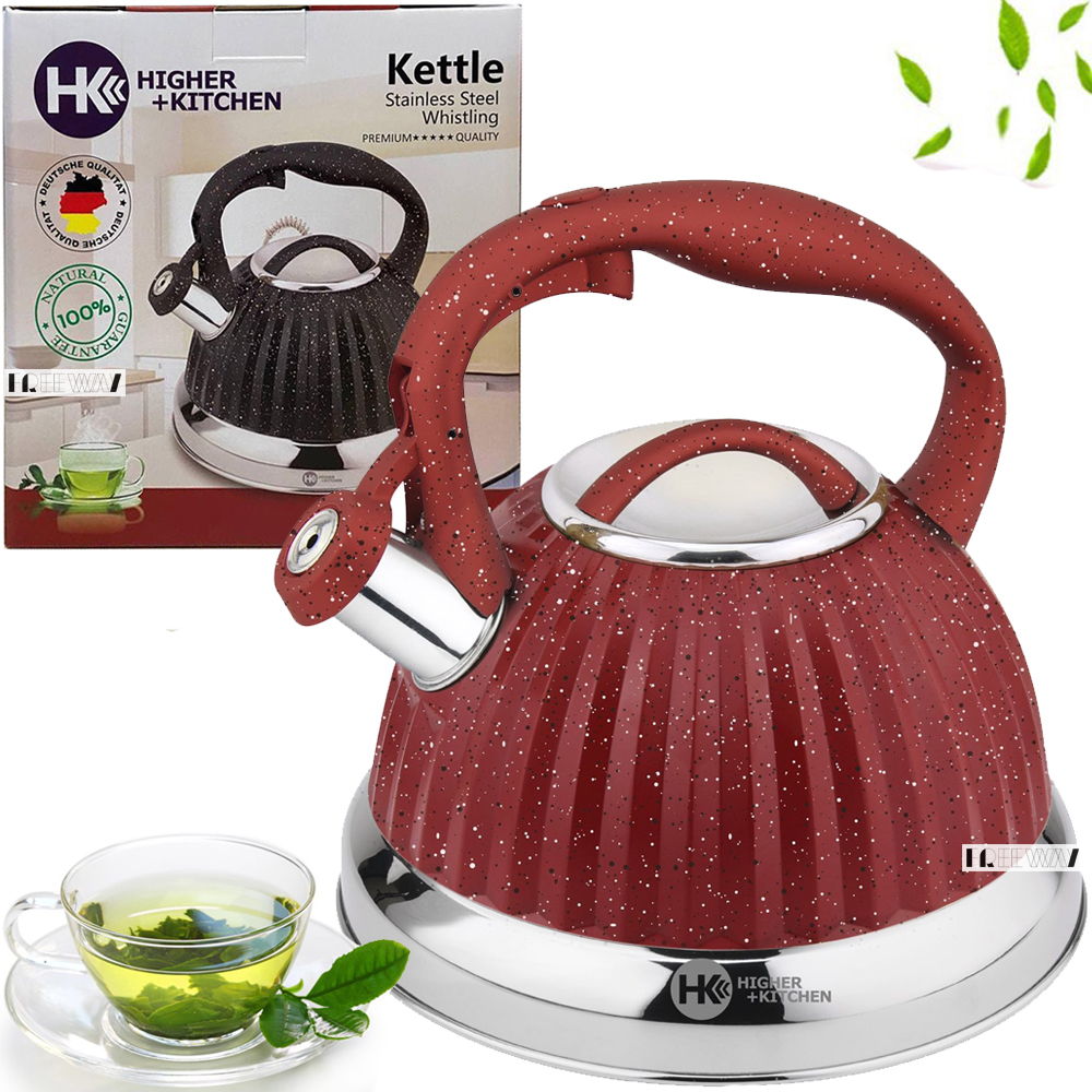 

Чайник со свистком для газовой плиты из нержавеющей стали 3.5л HIGHER KITCHEN Красный (ZP-039)