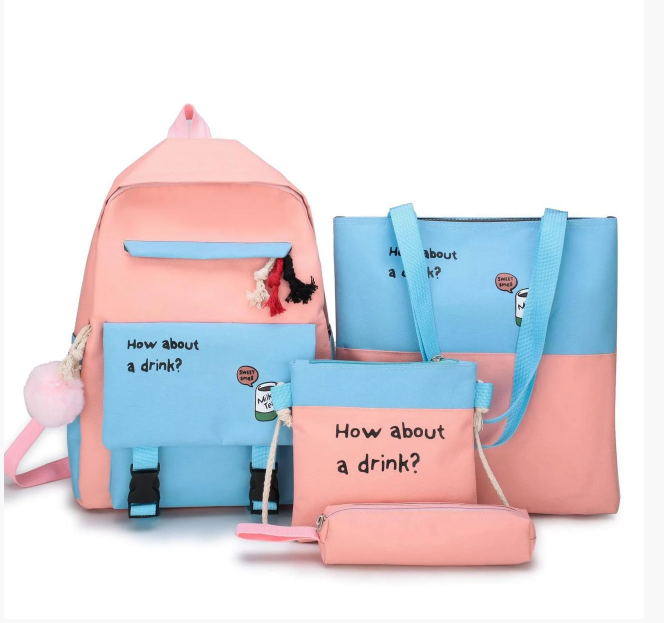 

Комплект Рюкзак женский + сумки + пенал Sugebag розовый с голубым (199G)