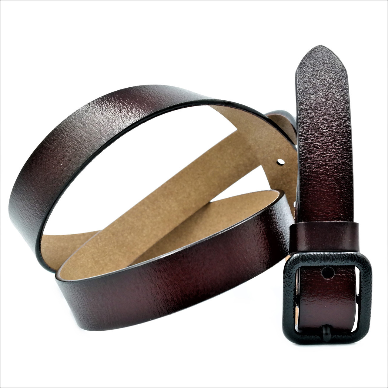 

Кожаный ремень Weatro пояс коричневый Пряжка классическая 115 см