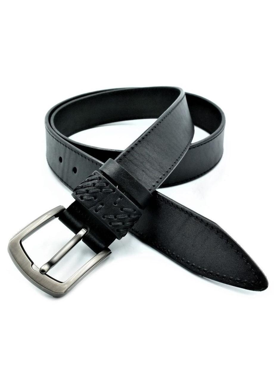

Ремень мужской кожаный Weatro пояс чёрный Пряжка классическая 110-120 см