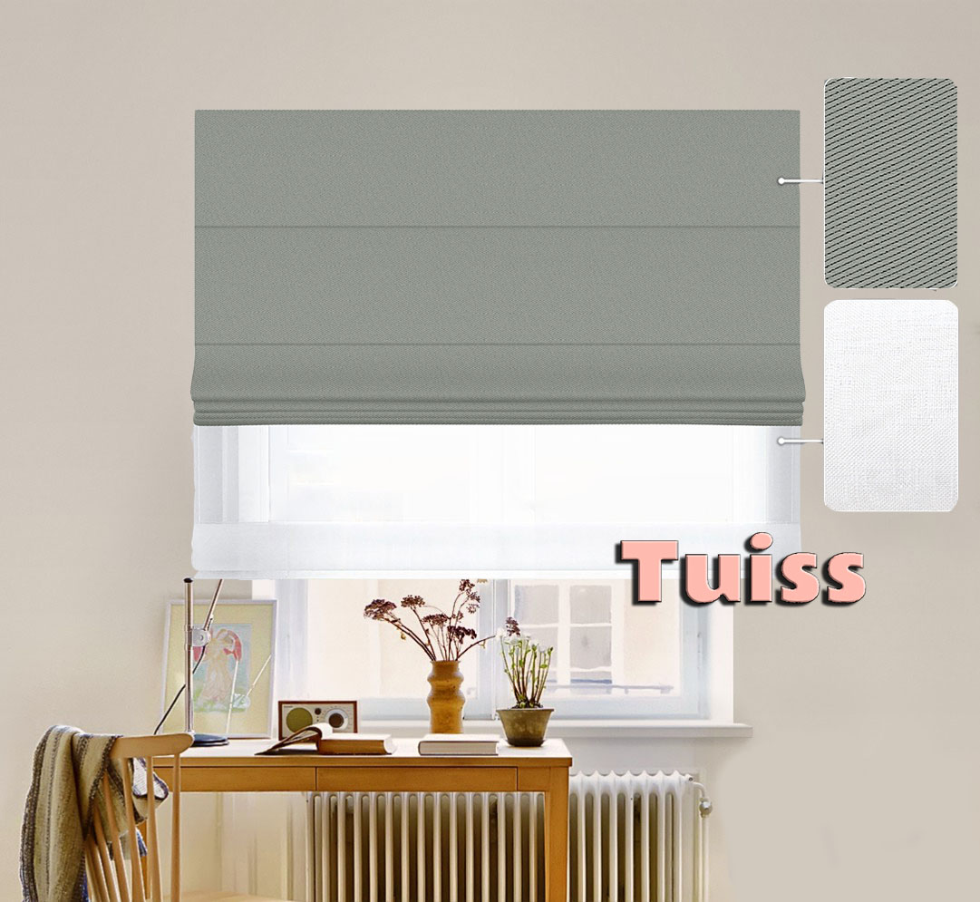 

Двойная римская штора День-Ночь ТВИН Classic InHt Блэкаут Perfect 07 Оливковый + Тюль Лён/Тюль Air Белоснежный 160х170 см