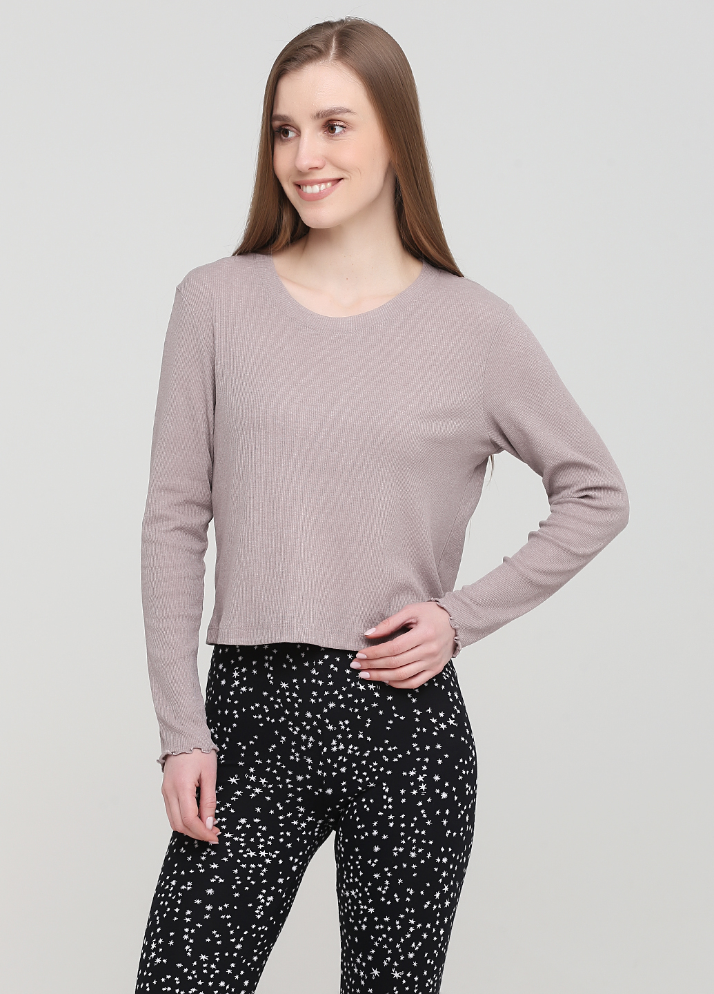 

Лонгслив H&M M Темно-бежевый 0783517