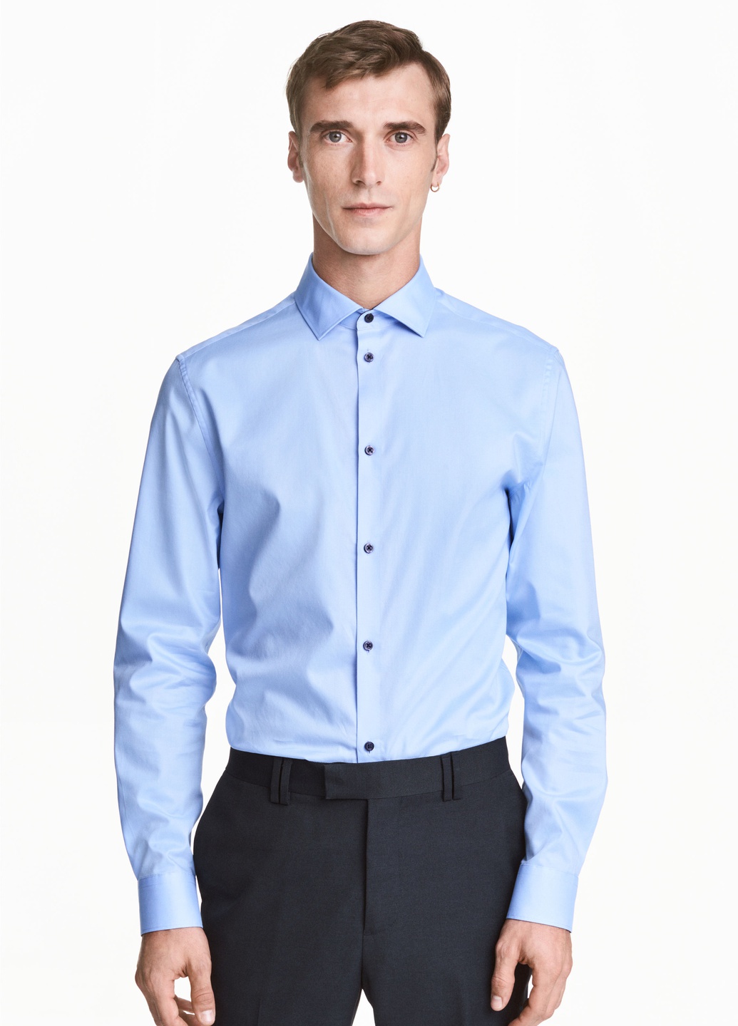 

Рубашка H&M M/ S Голубой 0395127_ворот.узор