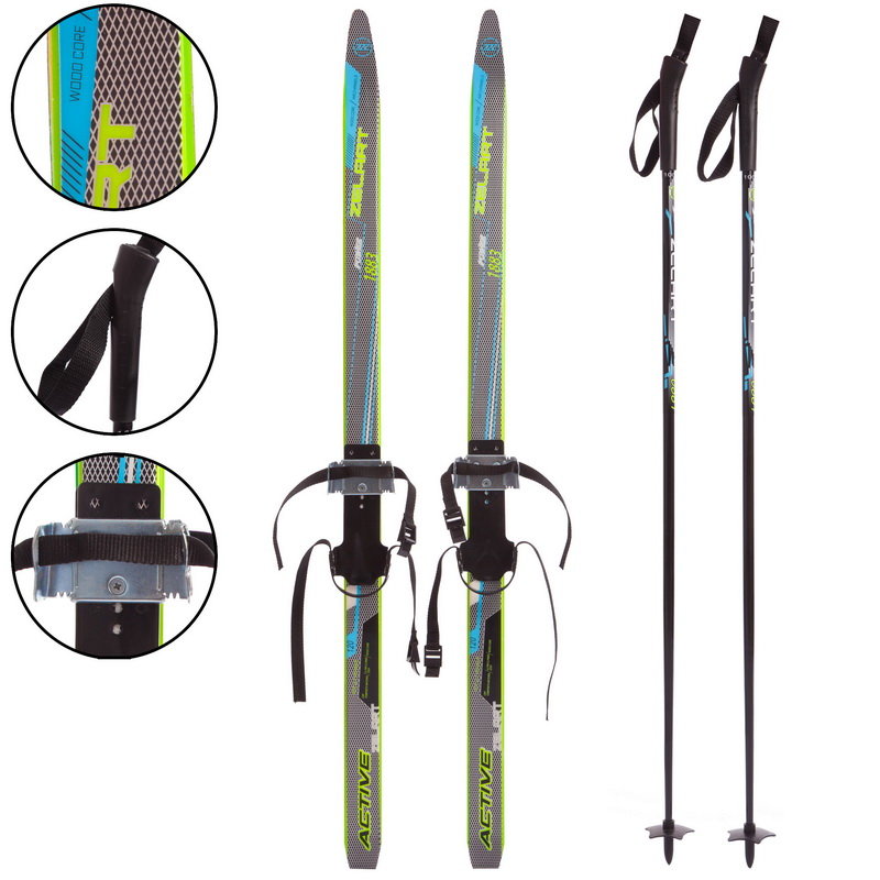 

Лыжи беговые в комплекте с палками Snowpower SK-0881-120B серо-салатовый 120 см