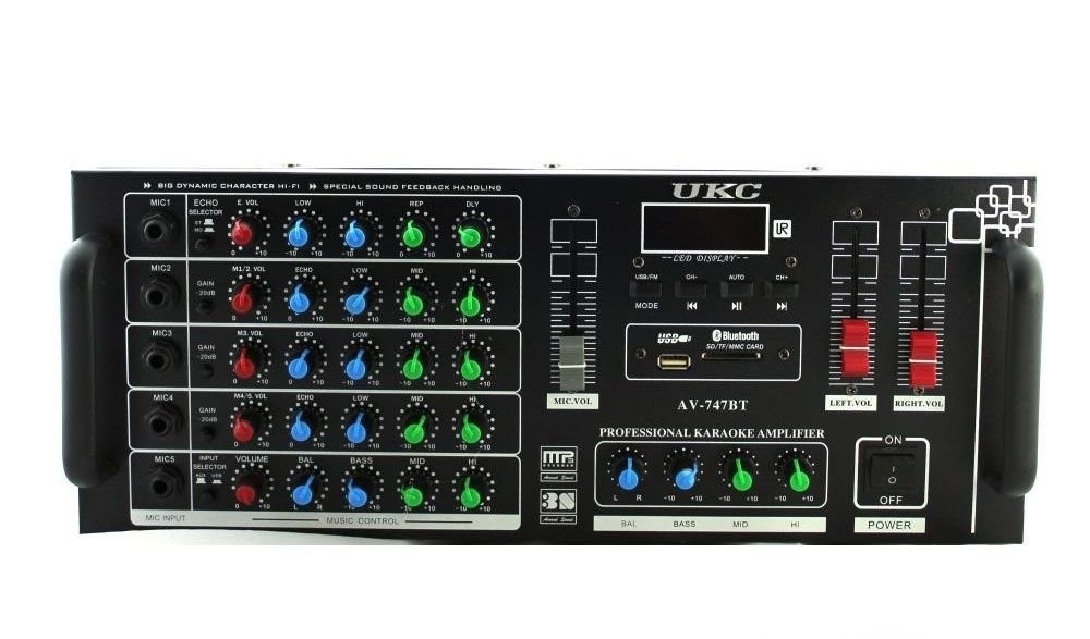 

Усилитель звука UKC AMP 747+BTс пультом управления