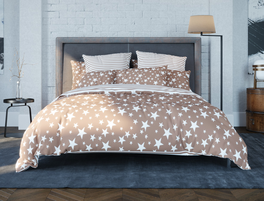 

Комплект постельного белья ТЕП Ranforce Star Brown евро 200х215 см ранфорс 2-00888-07429-YV