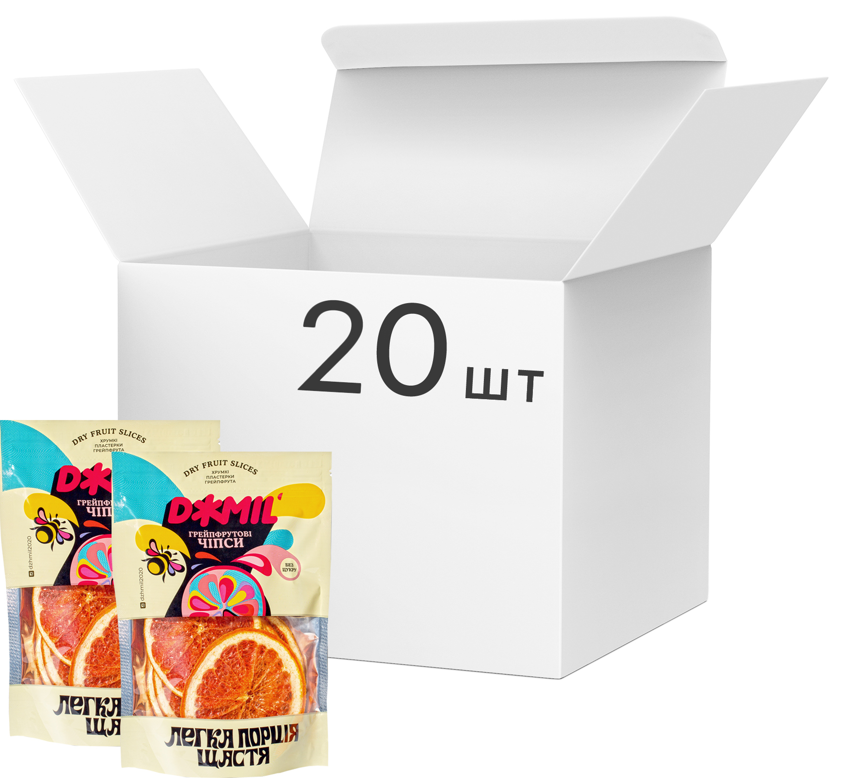 Акція на Упаковка чипсов фруктовых Джміль грейпфрутовых 40 г х 20 шт (4820235150334) від Rozetka UA