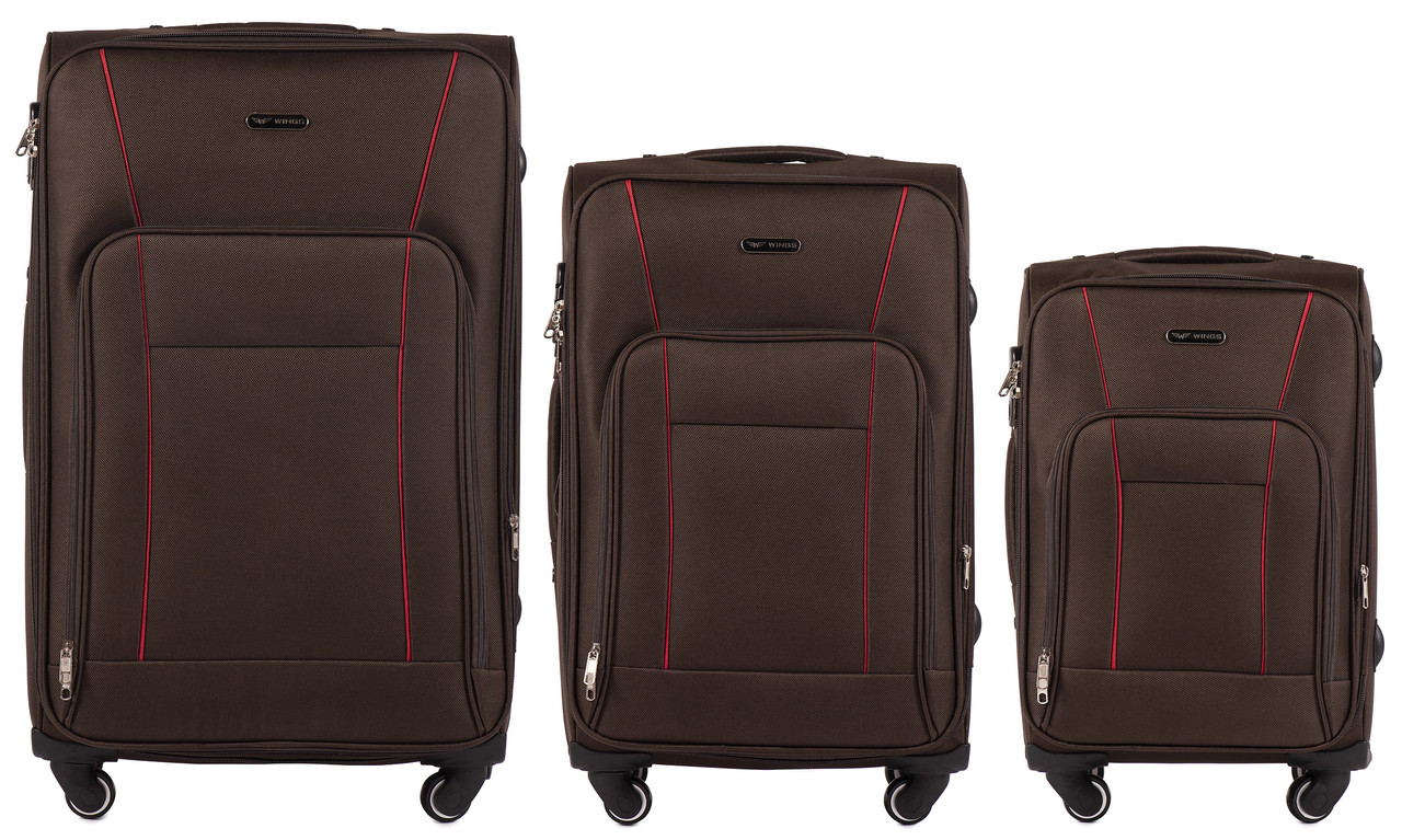 

Комплект текстильных чемоданов на 4-х колесах с расширителем коричневые