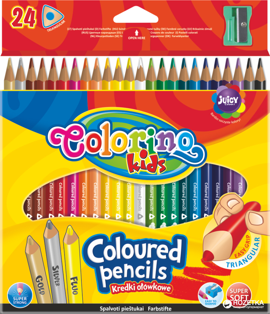 

Карандаши Colorino трехгранные 24 цвета с точилкой (57462PTR)