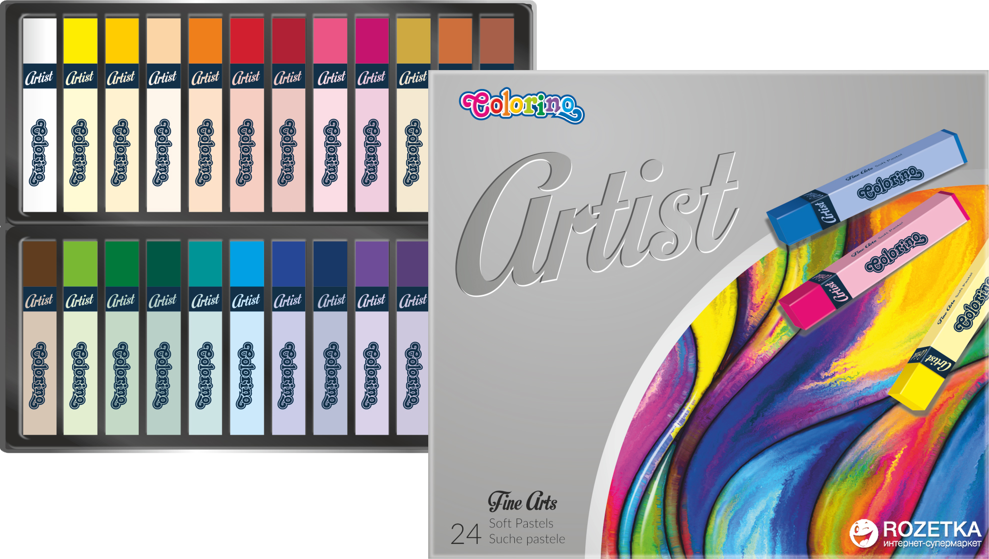 

Пастель сухая Colorino Artist квадратная в пластиковом контейнере 24 цвета (65245PTR)