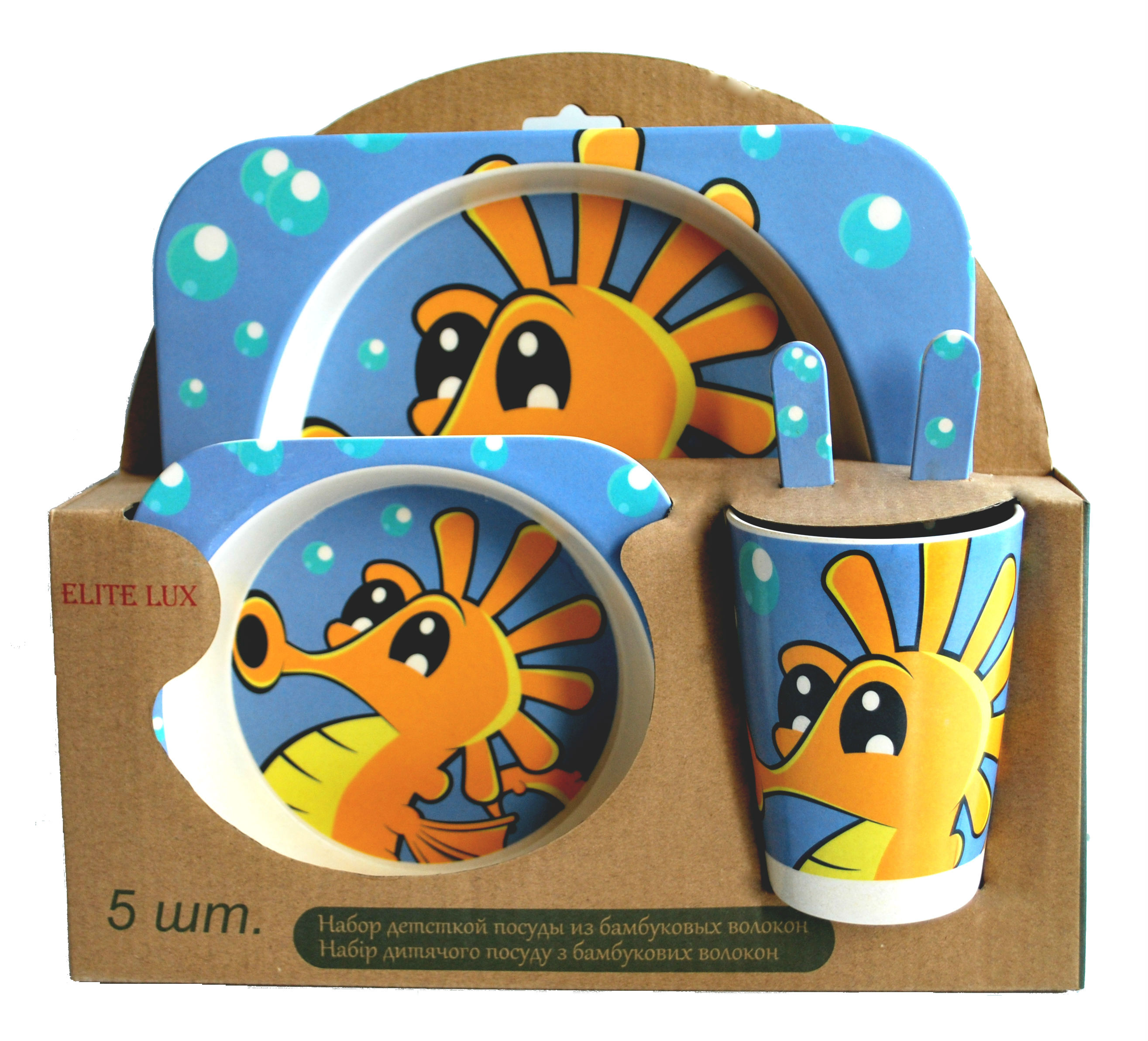 

Набор детской посуды из бамбукового волокна Elite Lux Морской конек 5 предметов (ulkh12u)