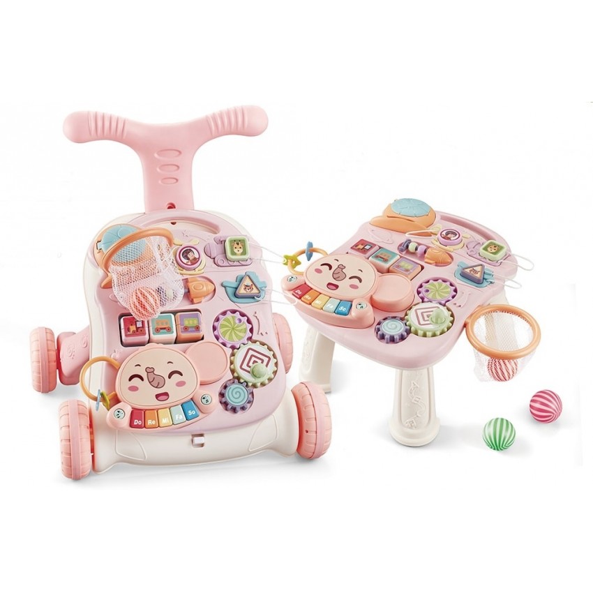 

Ходунки каталка игровой центр столик 2в1 Musical Stroller N6038 розовый