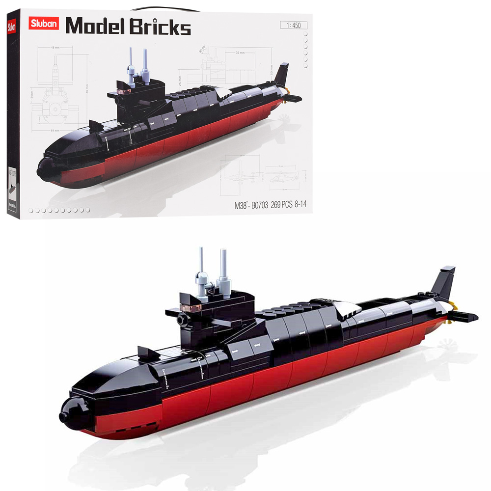 

Конструктор SLUBAN M38-B0703 подводная лодка, 1:450, 35 см, 269 деталей