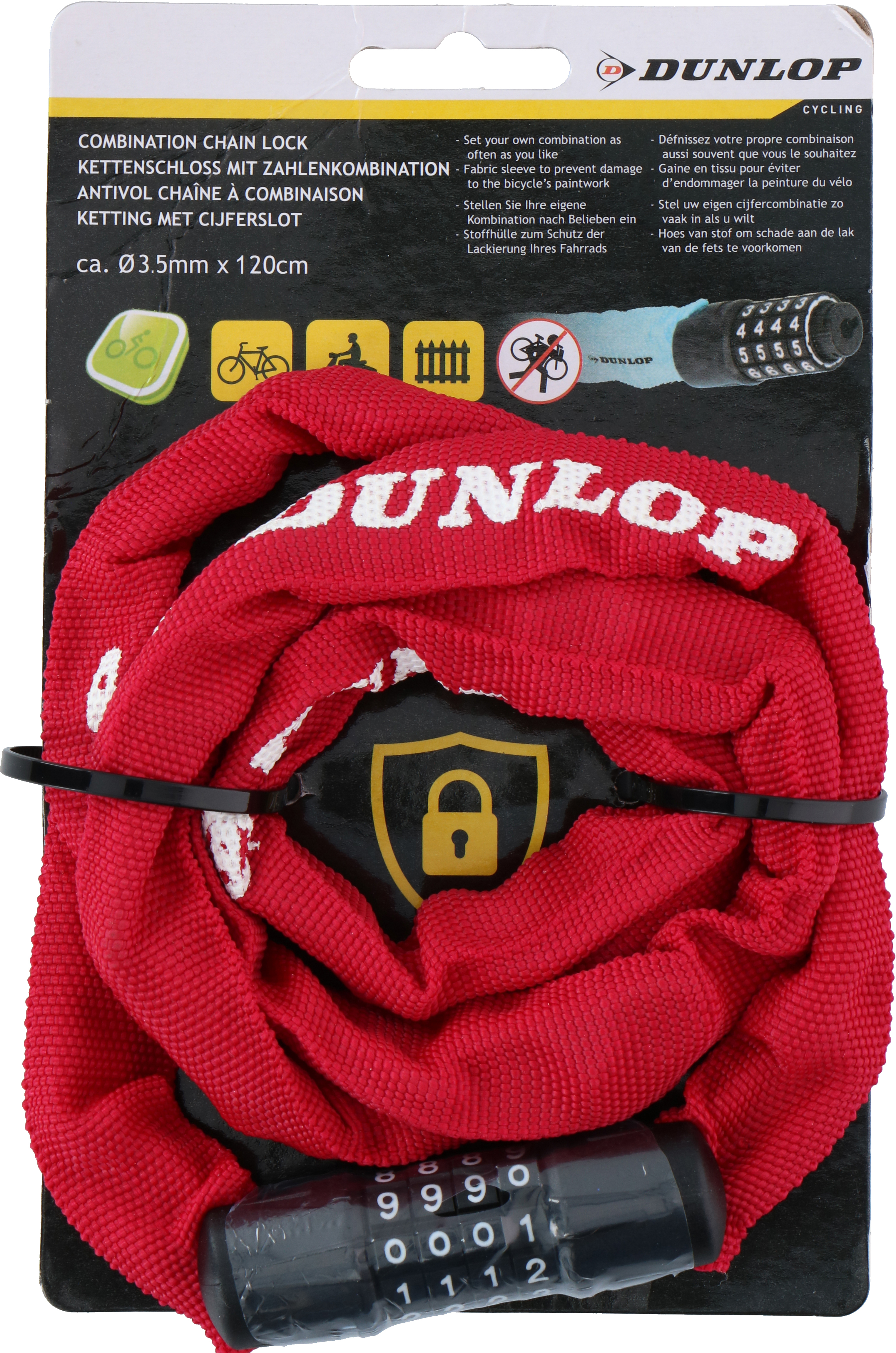 

Велосипедный замок Dunlop кодовый 1200 мм Красный (871125218090-1 red)
