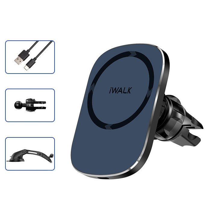 

Беспроводное автомобильное зарядное устройство и держатель iWalk Lucanus Air Mag черное