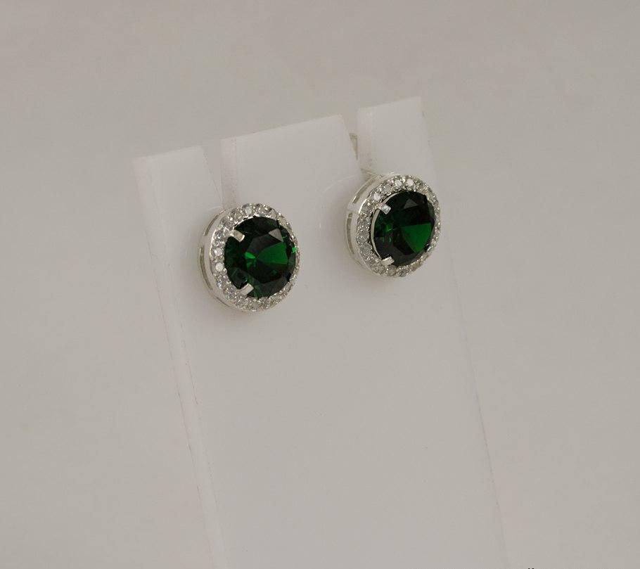 

Сережки с зелеными камнями Maxi Silver 7955/1