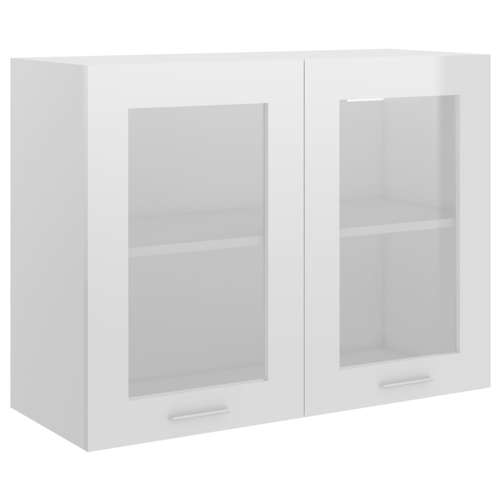 

Глянцевий верхній модуль зі склом Shumee білий ДСП 80x31x60 см 802534