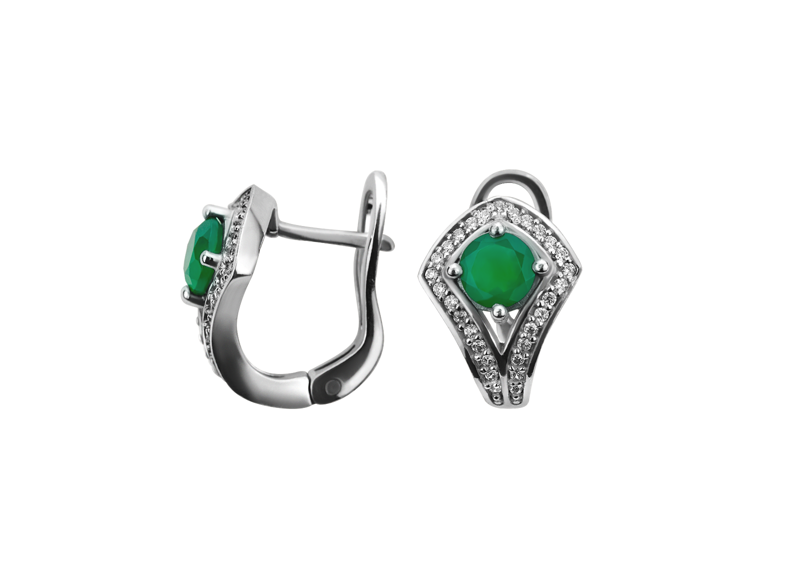 

Серьги серебряные с зелёным агатом и цирконием Спарта 2205/9р з агат
