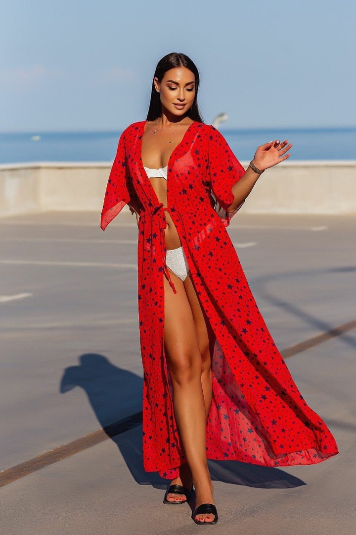 

Пляжная туника длинная принт звезды Miss Podium Красный, Пляжная туника длинная принт звезды Miss Podium Красный 48