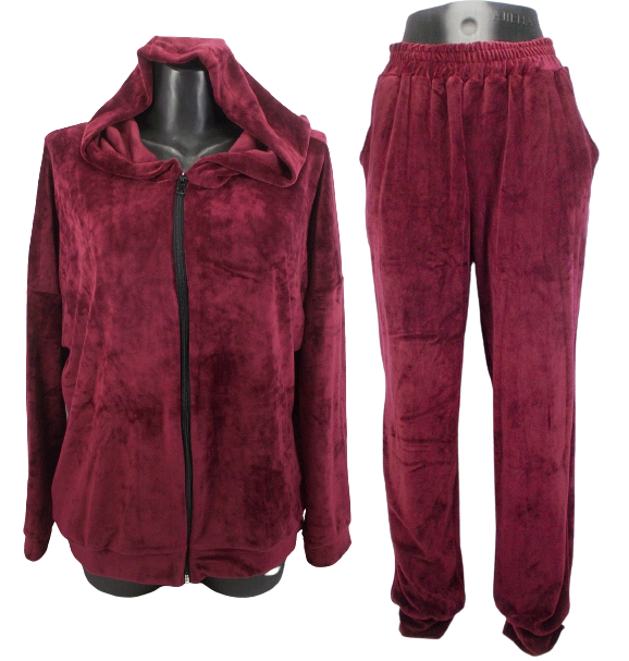 

Велюровый костюм с капюшоном Classic Style 0702  бордовый, Велюровый костюм с капюшоном Classic Style 0702 48 бордовый