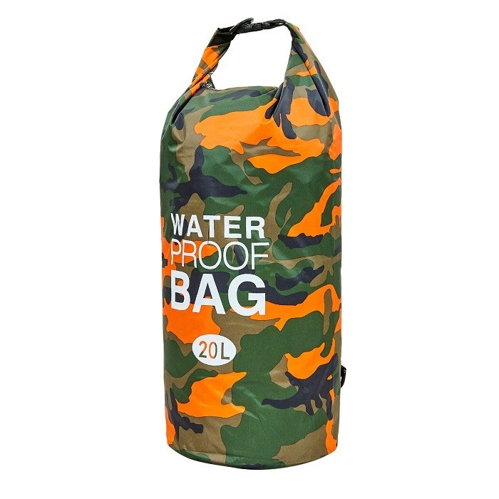 

Гермомешок водонепроницаемый Waterproof Bag 20л Камуфляжный с оранжевым