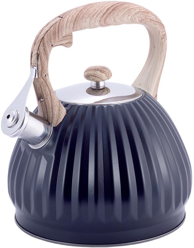 

Чайник Kamille Whistling Kettle Black 3 л из нержавеющей стали со свистком (черный), индукция