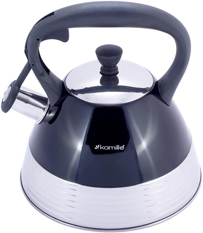 

Чайник Kamille Whistling Kettle Black 3 л из нержавеющей стали со свистком, многослойное дно, индукция
