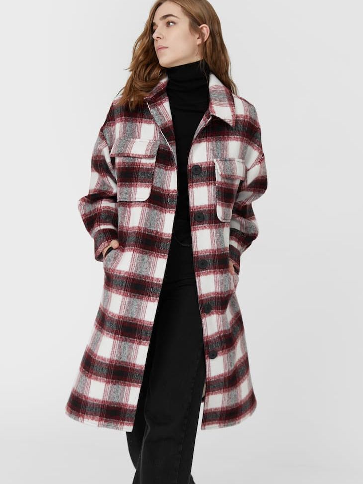 

Пальто Stradivarius 5849/480/100 M Бордовое