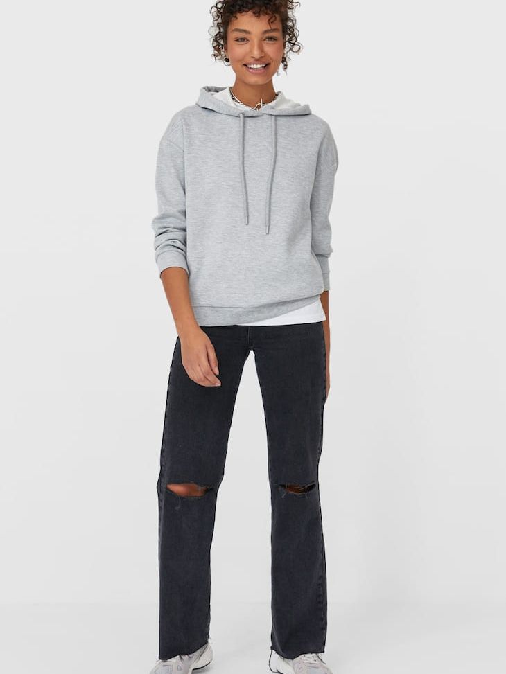 

Худи Stradivarius 6502/536/210 M Светло-серое