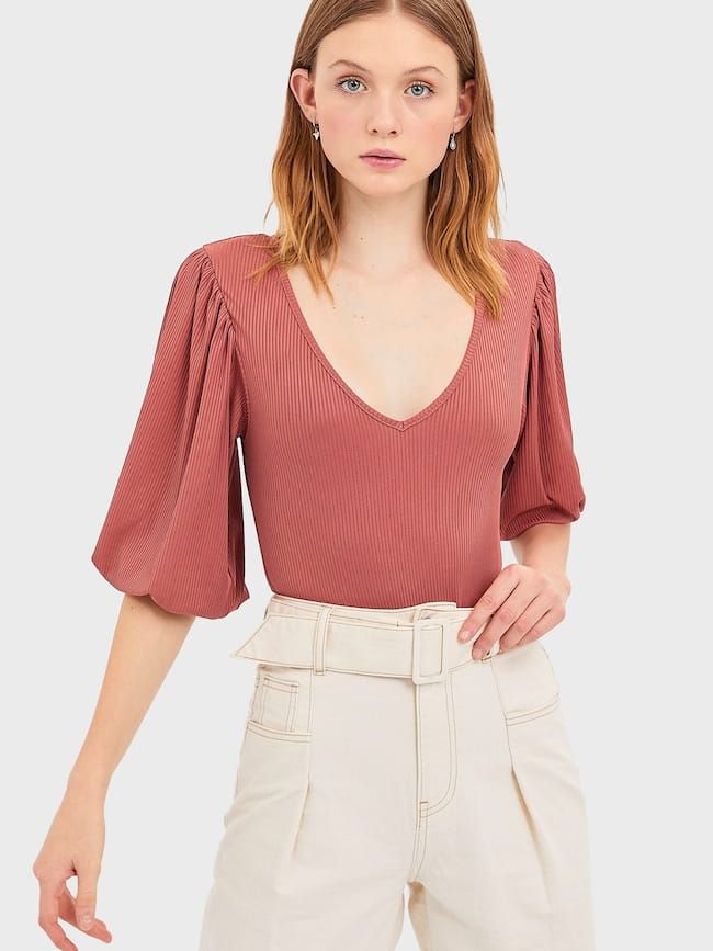 

Боди-блузка Stradivarius 6527/827/147  Терракотовая, Боди-блузка Stradivarius 6527/827/147 S Терракотовая