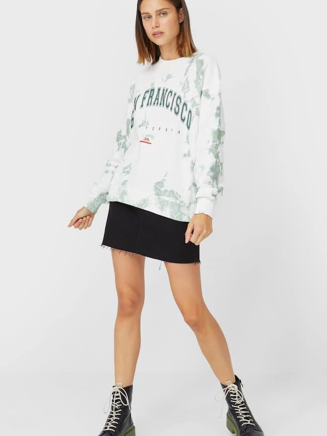 

Свитшот Stradivarius 6539/510/521 M Белый с зеленым