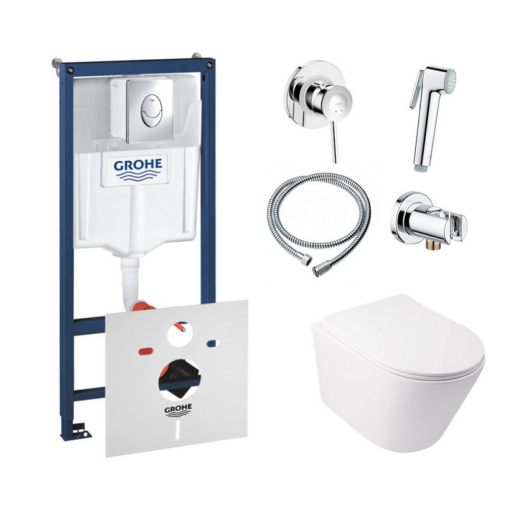 

Комплект Инсталляция Grohe Rapid Sl 38721001 + Унитаз С Сиденьем Qtap Swan Qt16335178W + Набор Для Гигиенического Душа Со Смесителем Grohe Bauclassic 111048