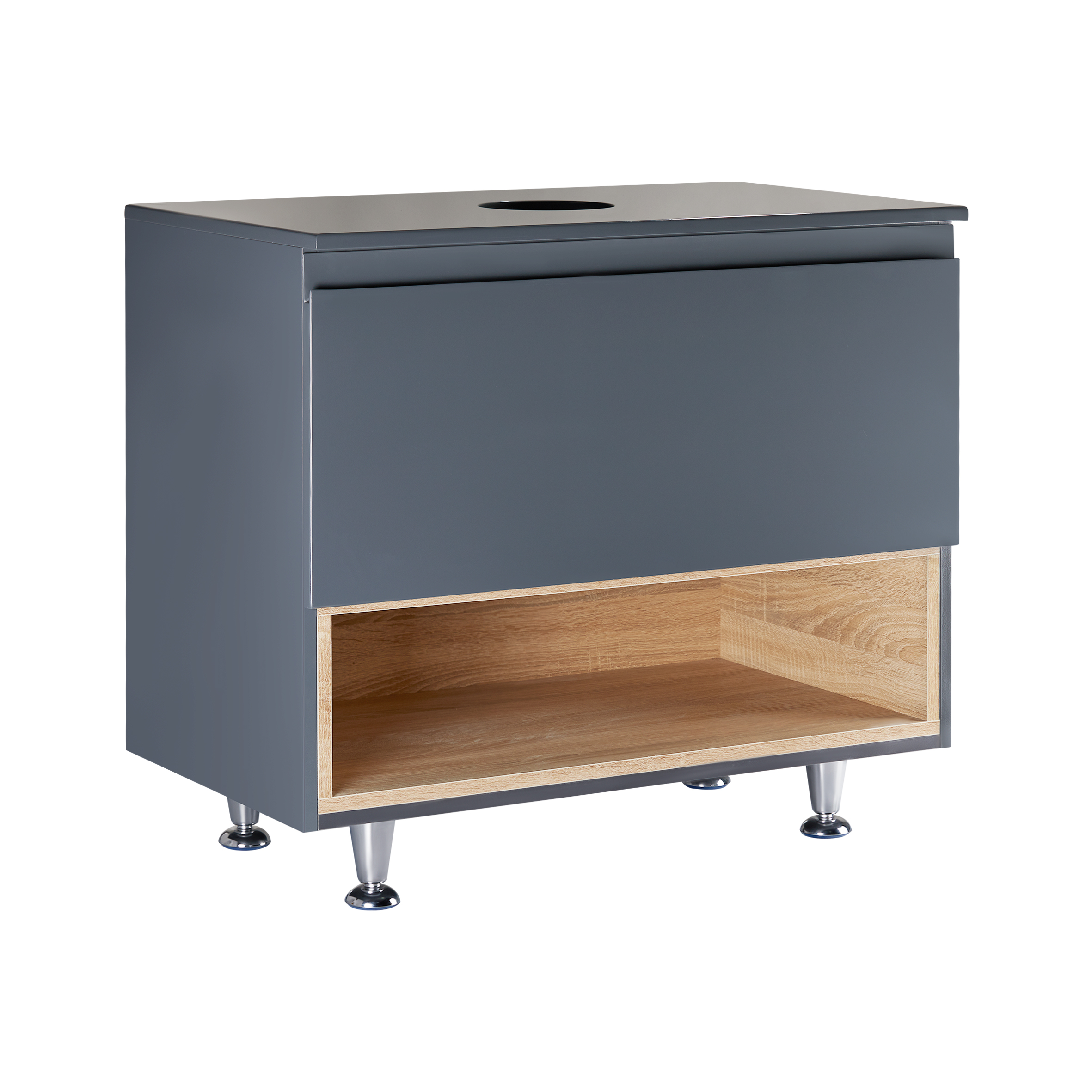 

Тумба напольная Qtap Robin 800х616х437 Graphite/Whitish oak со столешницей QT1380TNН8002GWO (ST702140)
