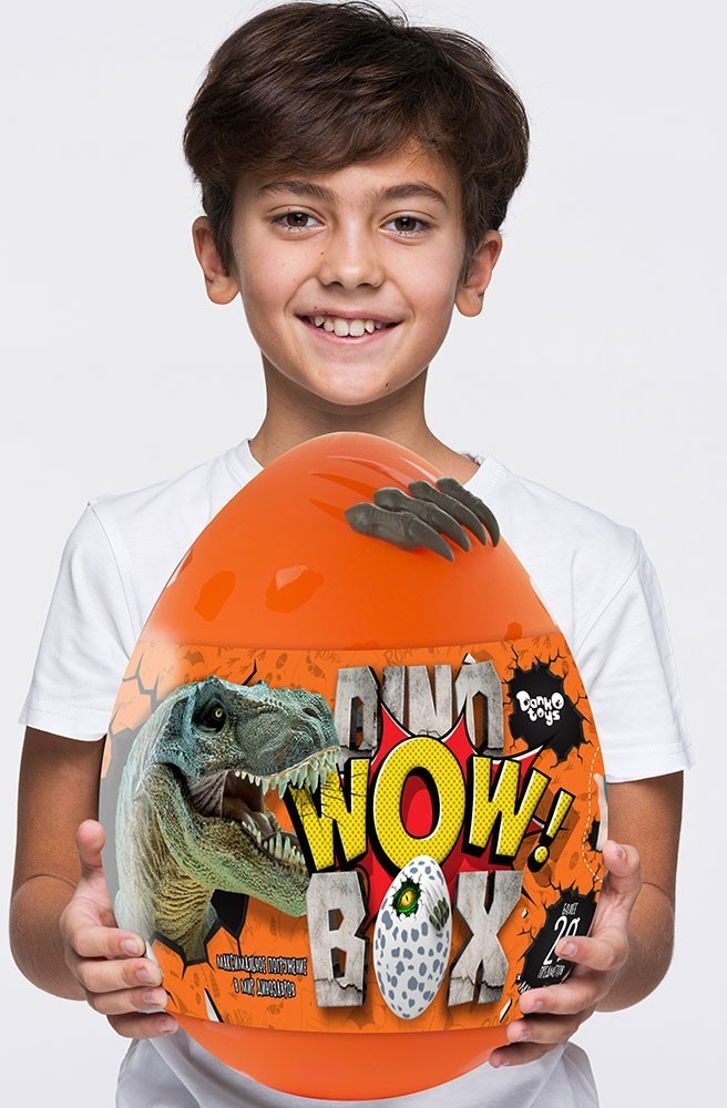 

Набор подарочный. Яйцо сюрприз большое Dino WOW Box оранжевое