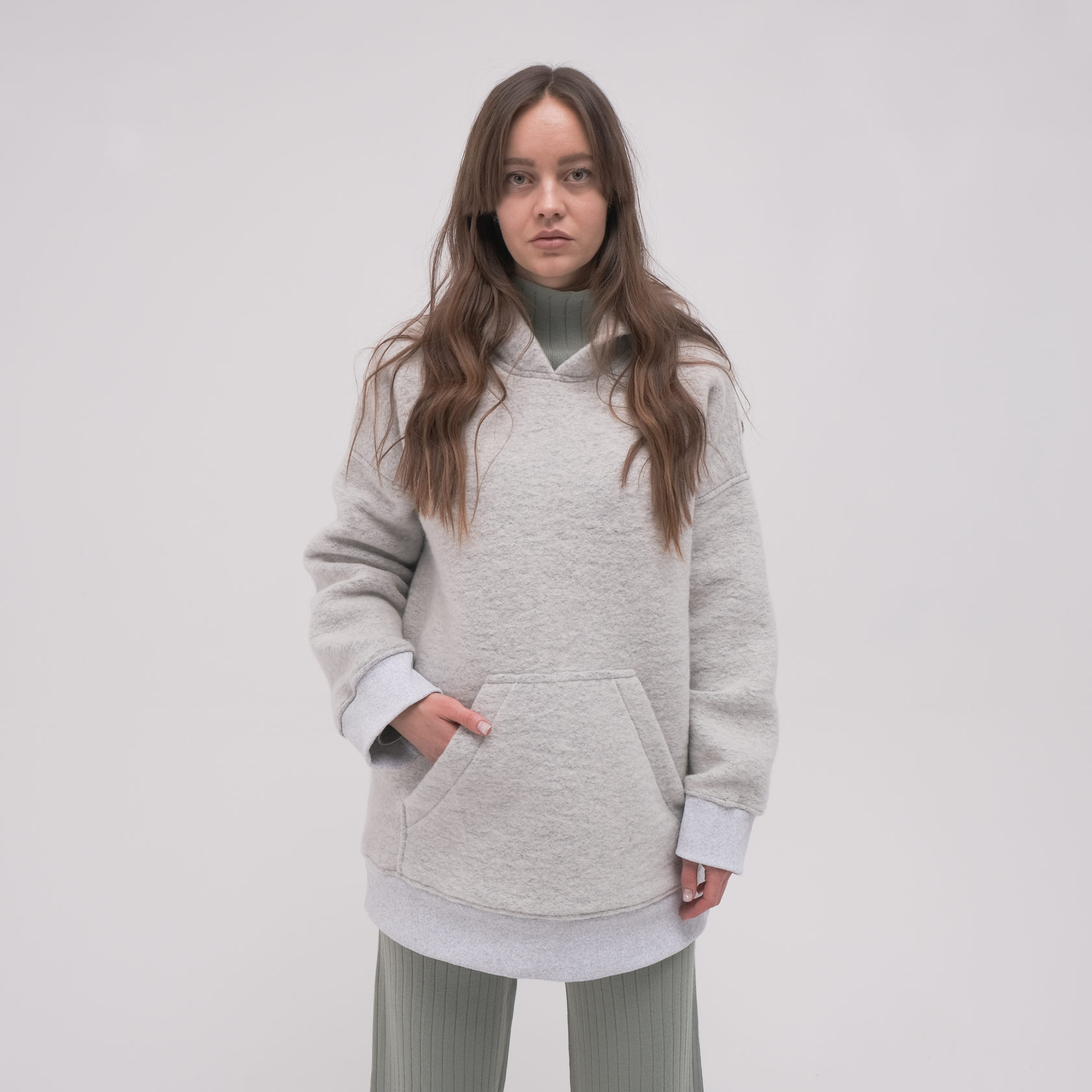 

Худи YV толстовка из шерсти мериноса MERINO Oversize утепленное универсальное серое