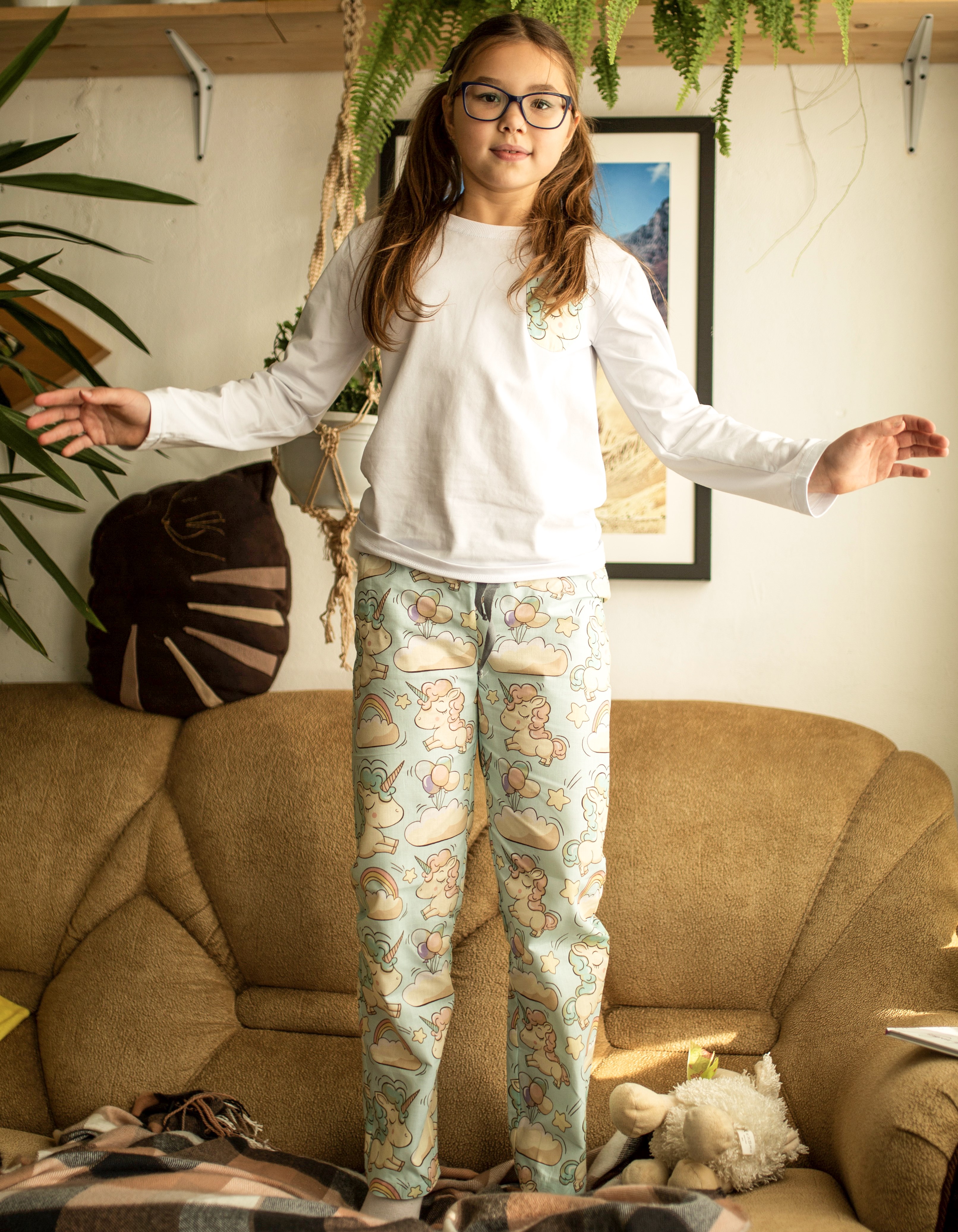 

Хлопковая пижама (кофта+брюки) Pijama po fanu 110 белая с единорогами 111329