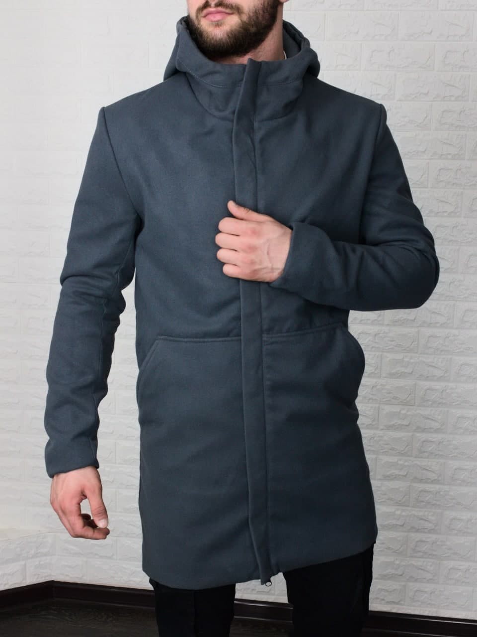 

Пальто кашемировое R.A. Hooded Zipper XL серое 1789-1-XL