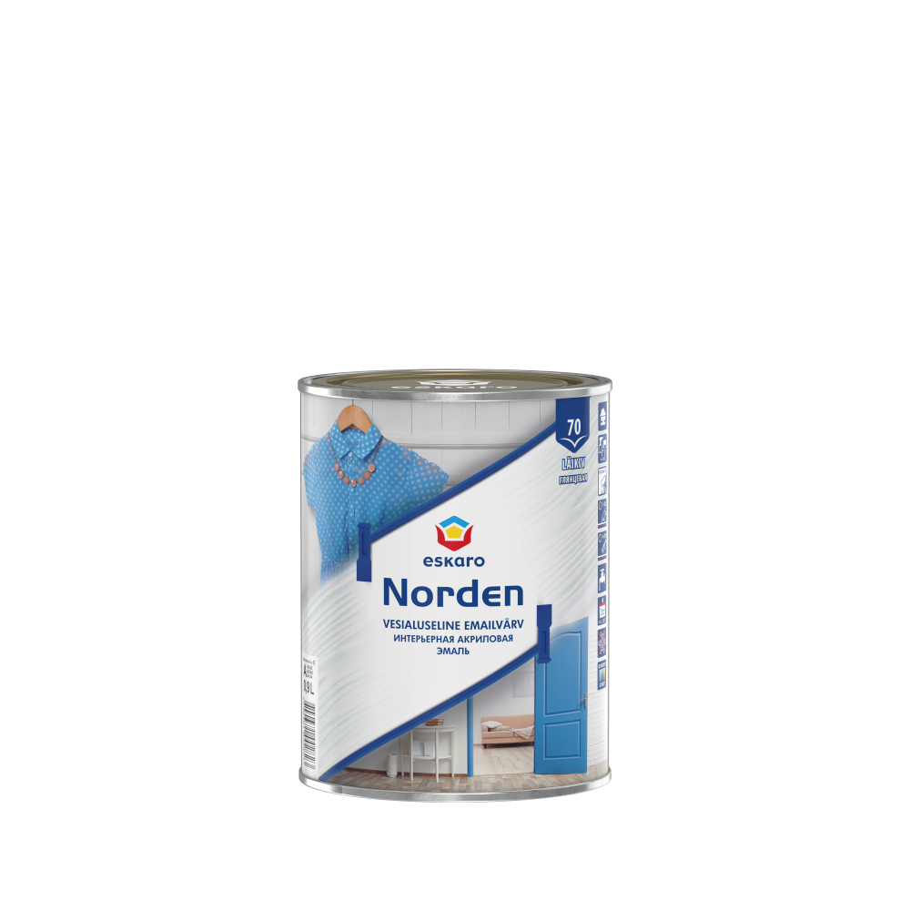 

Эмаль Eskaro акриловая Norden 70 полуглянцевая 0.9 л