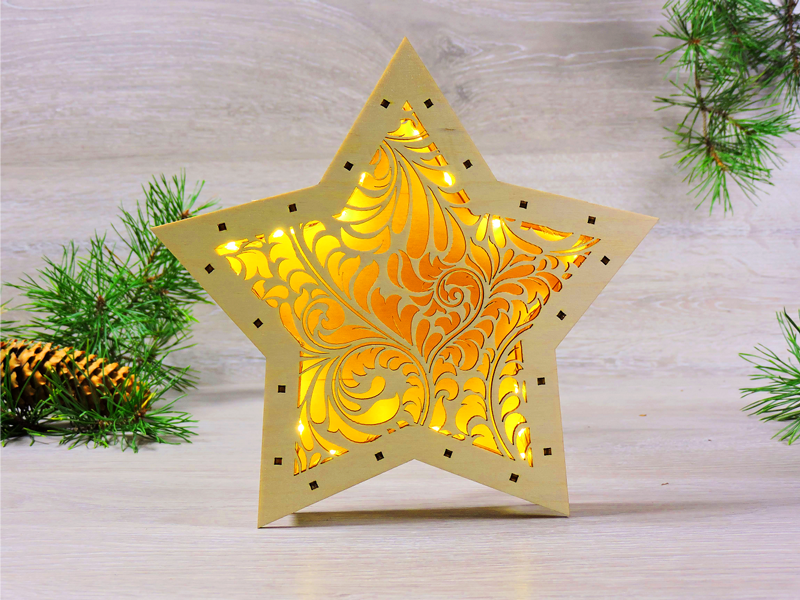 

Led ночник Lucky Wood звезда деревянная Морозный рисунок (2136)