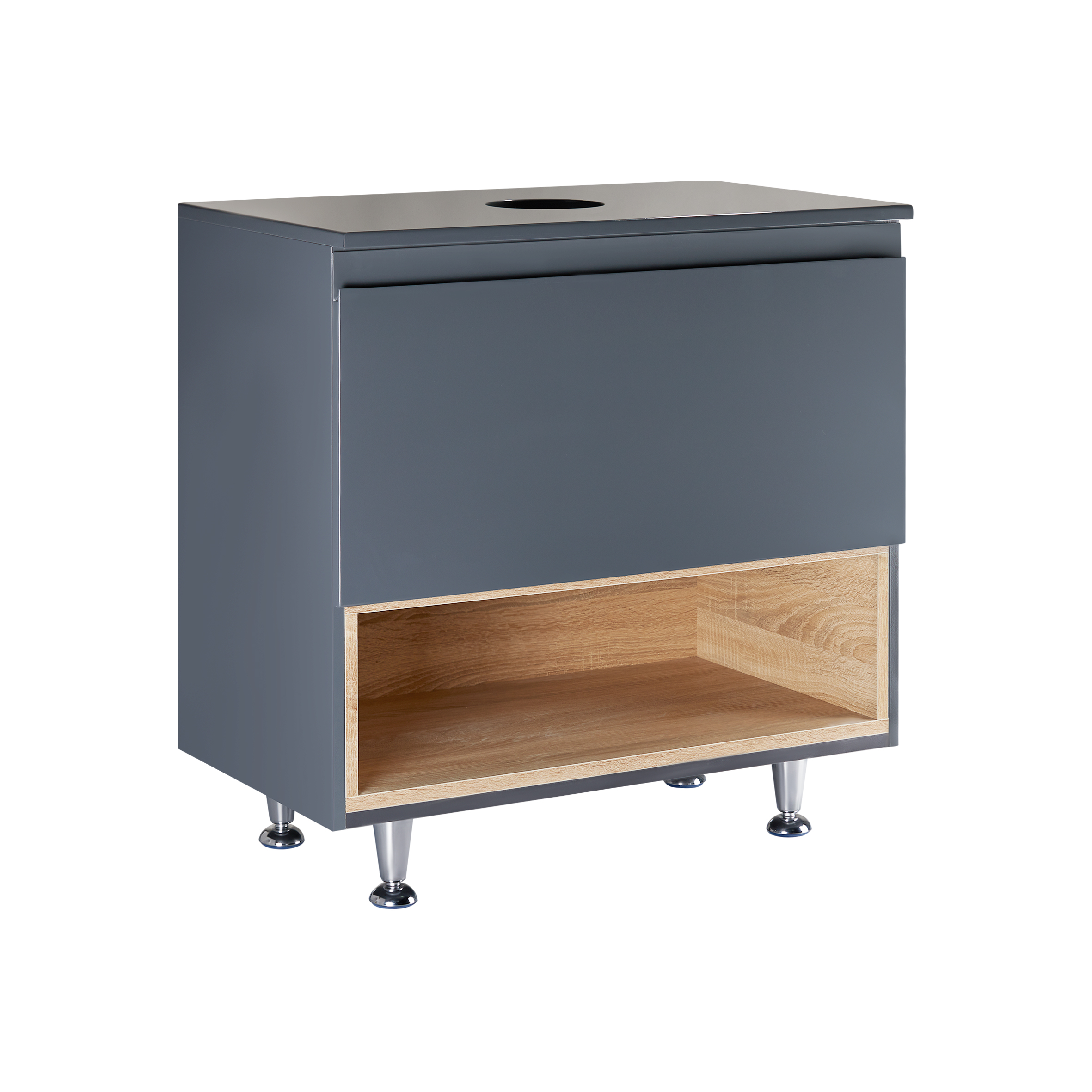 

Тумба напольная Qtap Robin 600х616х437 Graphite/Whitish oak со столешницей QT1380TNН6002GWO (SR203468)