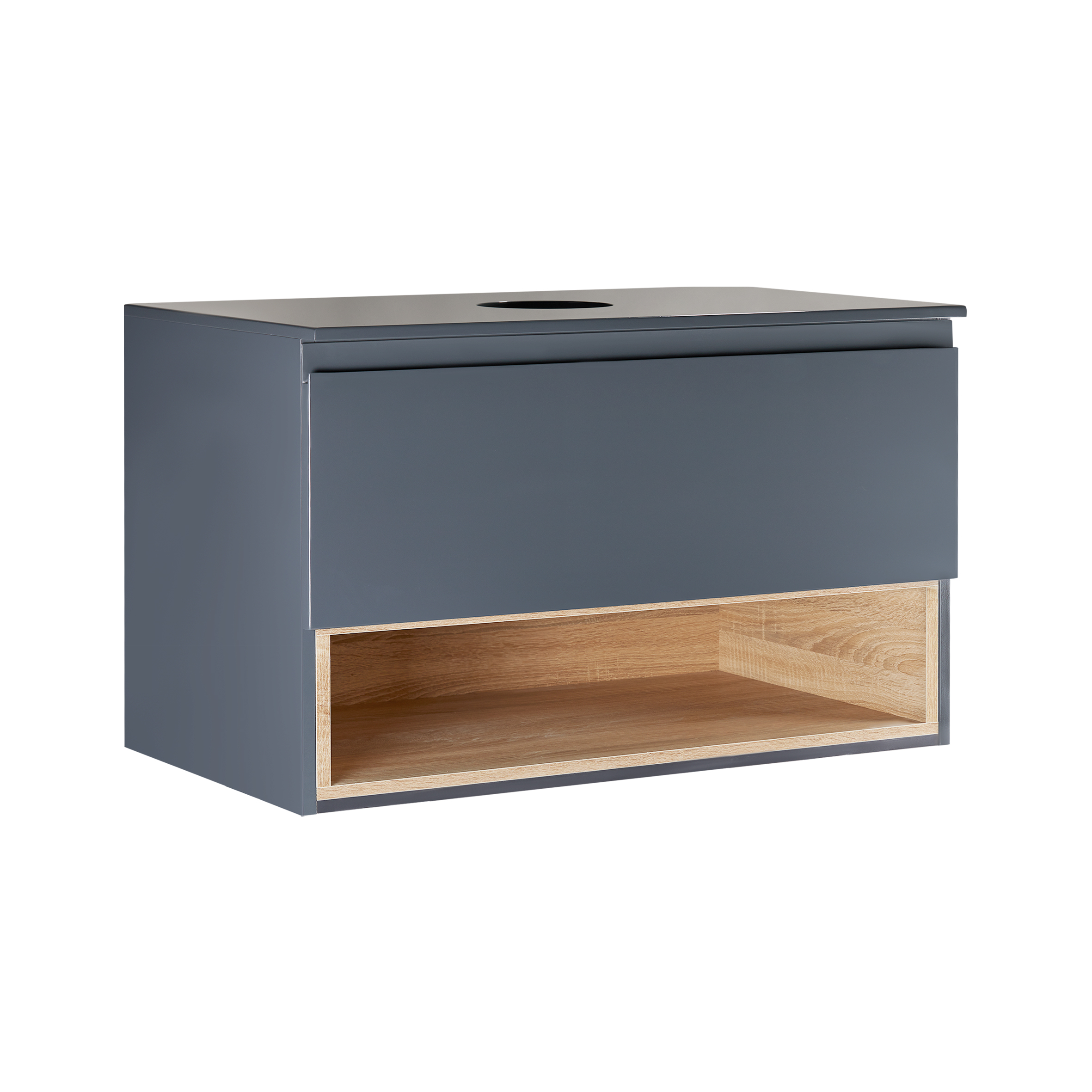 

Тумба подвесная Qtap Robin 800х476х437 Graphite/Whitish oak со столешницей QT1379TPН8002GWO (SR203464)