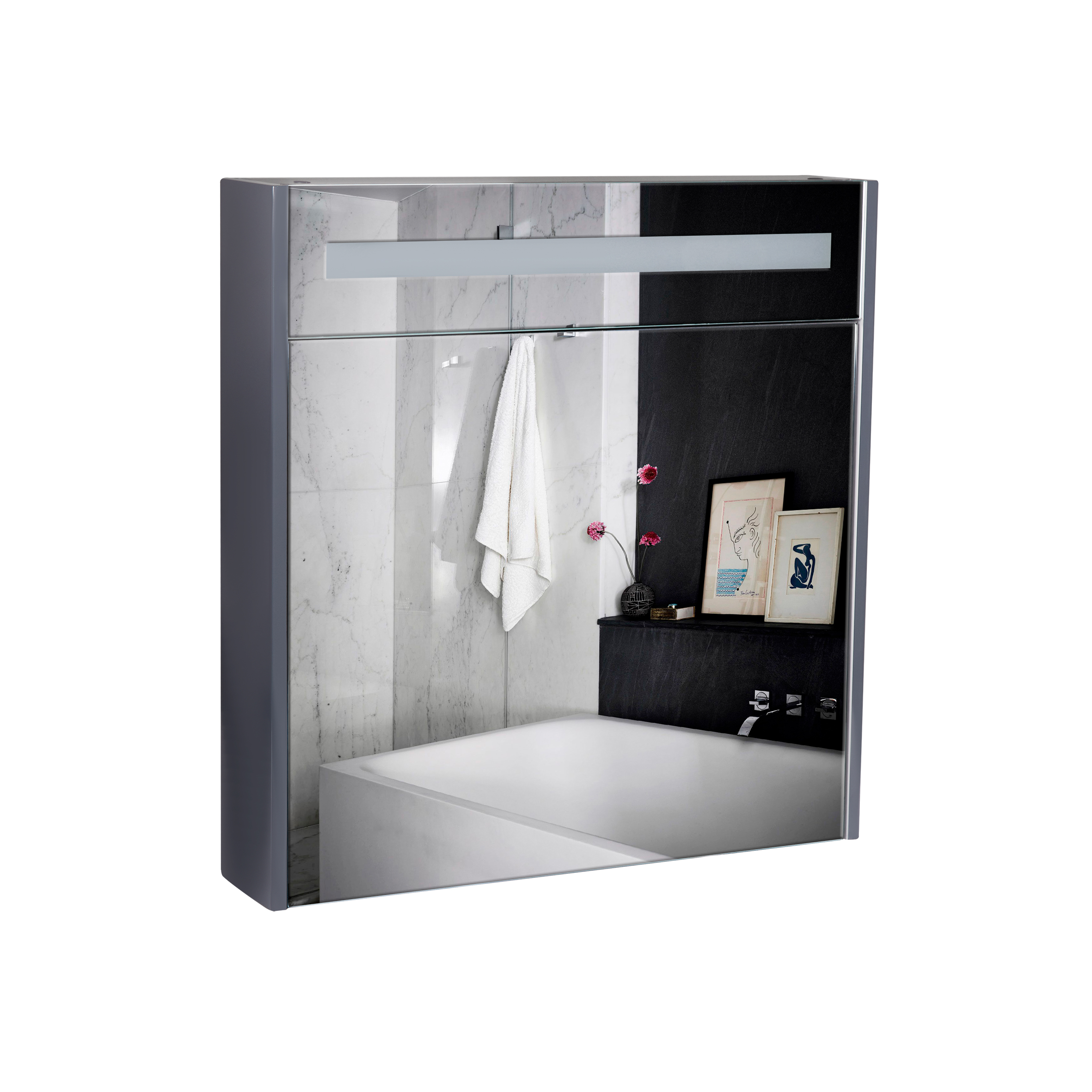 

Зеркальный шкаф подвесной Qtap Robin 700х730х145 Graphite с LED-подсветкой QT1377ZP7002G (SR203457)