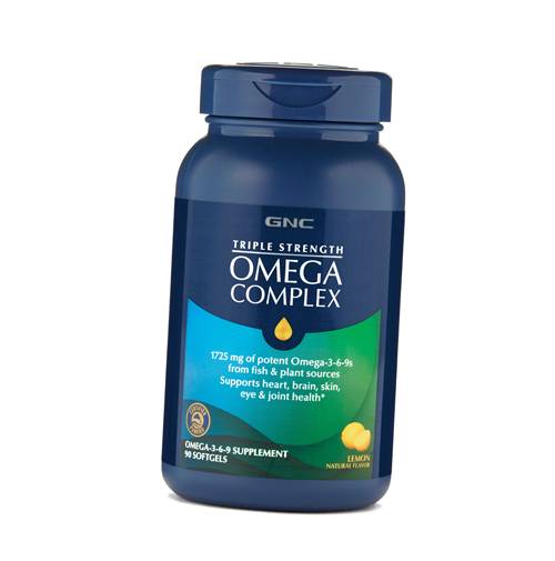 

Омега 3 6 9, Omega Complex Triple Strength, GNC 90гелкапс Лимон (67120004)