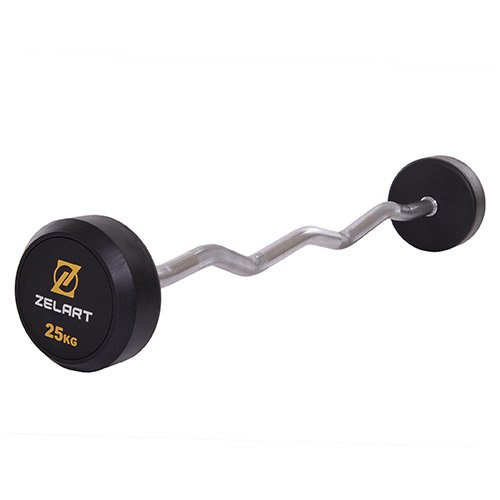 

Штанга фиксированная изогнутая Rubber Coated Barbell TA-2687 Zelart 25кг Черный (58363067)