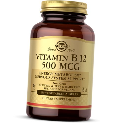 

Витамин В12, Цианокобаламин, Vitamin B12 500 Caps, Solgar 250вегкапс (36313226)