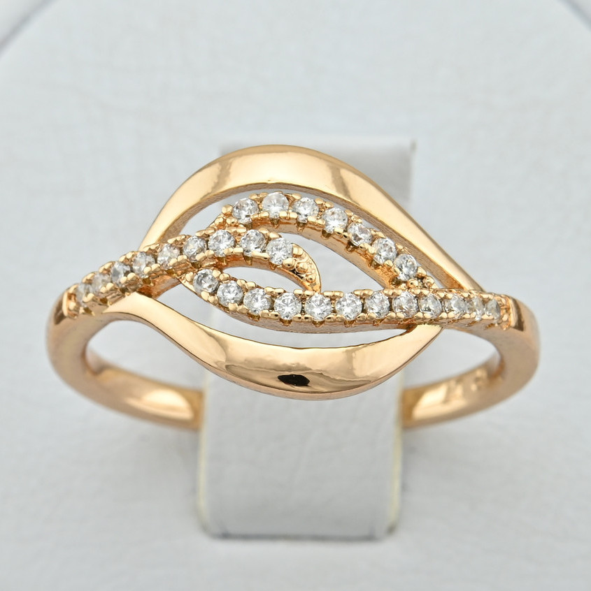 

Кольцо Xuping 14828 ширина 11 мм белые фианиты позолота 18К17