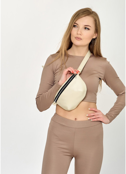 

Сумка на пояс бананка Sambag Polo SQS молочний