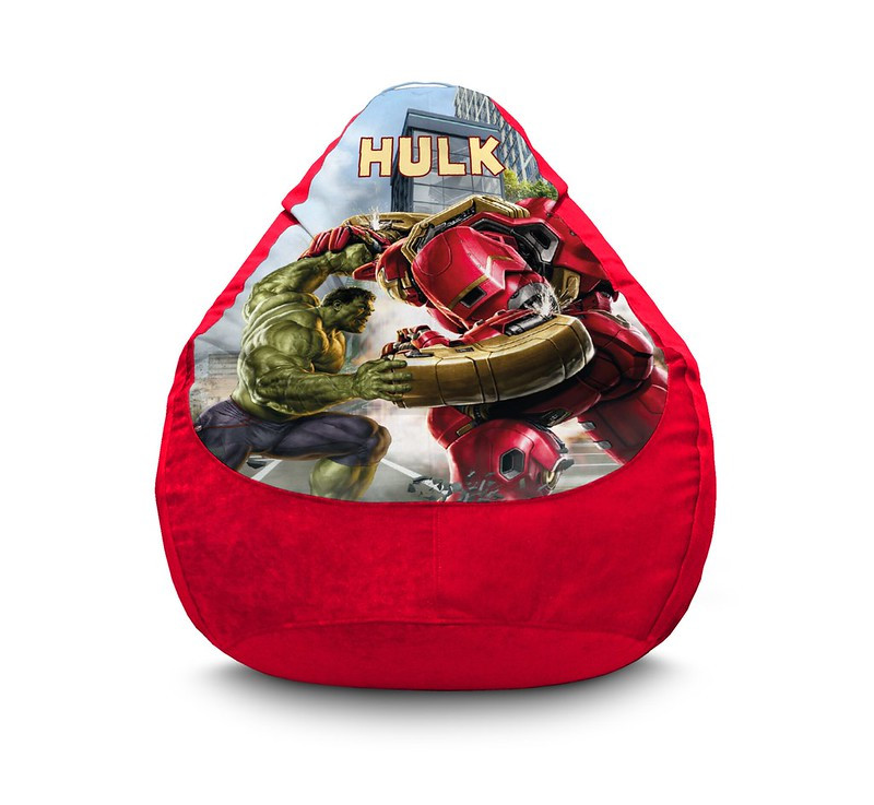 

Кресло мешок iPuff "Hulk and Iron Man" Флок XXXL (100х135 см) Красный